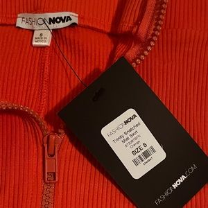 Vibrant Orange Trinity Midi-Skirt